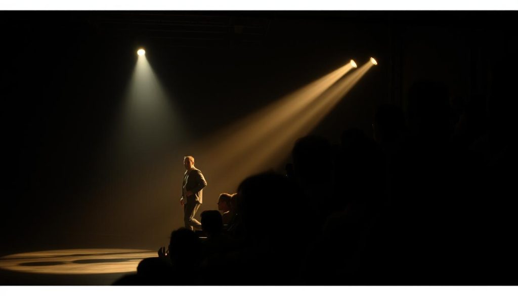 A dimly lit theater stage, bathed in intense, contrasting spotlights. Actors move with raw, unsettling intensity, their expressions conveying a sense of emotional unease. The audience, perched on the edge of their seats, lean forward, eyes widened, captivated by the boundary-pushing performance unfolding before them. Shadows and light interplay, creating an atmosphere of tension and uncertainty, challenging the viewers' comfort zones. The stage itself is sparse, minimal, allowing the raw power of the acting and the visceral energy of the experience to take center stage. This is a theater experience that pushes the boundaries of conventional storytelling, immersing the audience in a gritty, unsettling world that lingers long after the curtain falls. A dimly lit theater stage, bathed in intense, contrasting spotlights. Actors move with raw, unsettling intensity, their expressions conveying a sense of emotional unease. The audience, perched on the edge of their seats, lean forward, eyes widened, captivated by the boundary-pushing performance unfolding before them. Shadows and light interplay, creating an atmosphere of tension and uncertainty, challenging the viewers' comfort zones. The stage itself is sparse, minimal, allowing the raw power of the acting and the visceral energy of the experience to take center stage. This is a theater experience that pushes the boundaries of conventional storytelling, immersing the audience in a gritty, unsettling world that lingers long after the curtain falls.