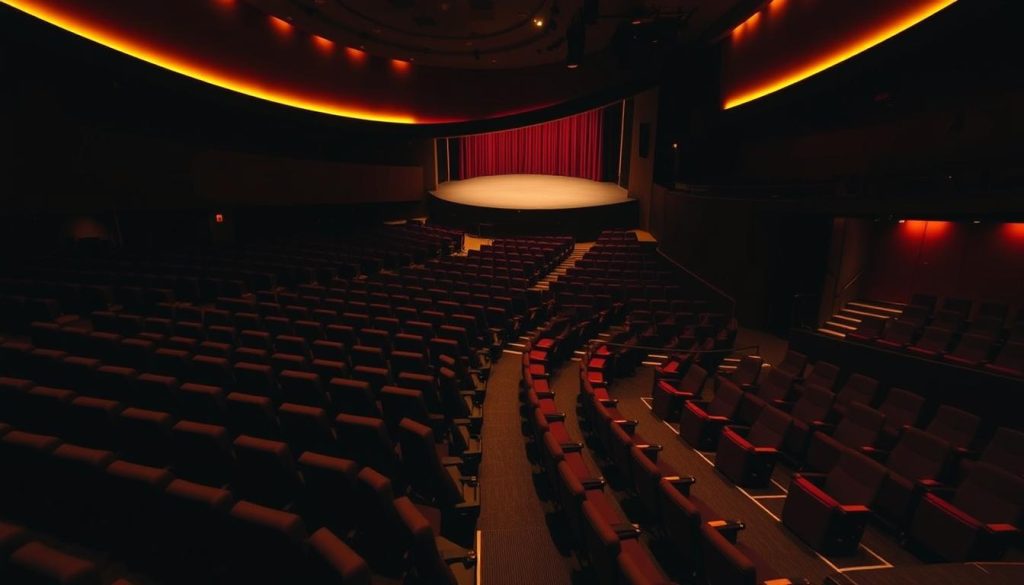 A well-lit, high-resolution image of a modern theater seating layout, seen from an elevated angle. The rows of plush, dark-colored seats ascend in a gentle curve, creating a sense of depth and grandeur. The stage is visible in the distance, its edges softly illuminated, hinting at the performance to come. The lighting is warm and inviting, casting a cozy glow over the entire scene. The layout is neatly organized, with clear aisles and signage, making it easy for viewers to find their optimal seat. The overall atmosphere evokes a sense of anticipation and excitement, perfectly suited for the article's focus on the best seating experience. A well-lit, high-resolution image of a modern theater seating layout, seen from an elevated angle. The rows of plush, dark-colored seats ascend in a gentle curve, creating a sense of depth and grandeur. The stage is visible in the distance, its edges softly illuminated, hinting at the performance to come. The lighting is warm and inviting, casting a cozy glow over the entire scene. The layout is neatly organized, with clear aisles and signage, making it easy for viewers to find their optimal seat. The overall atmosphere evokes a sense of anticipation and excitement, perfectly suited for the article's focus on the best seating experience.