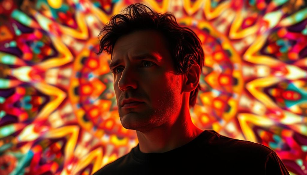 A thoughtful, pensive man stands at the center of the frame, his gaze directed inward as he contemplates his creative vision. Warm, soft lighting bathes him in an ethereal glow, accentuating the intensity of his expression. In the background, a kaleidoscope of vibrant, abstract shapes and colors swirl and converge, reflecting the boundless imagination and depth of his artistic perspective. The scene is captured through a cinematic, medium-wide angle lens, inviting the viewer to immerse themselves in the introspective moment and gain insight into the creative mind of Chris Steele. A thoughtful, pensive man stands at the center of the frame, his gaze directed inward as he contemplates his creative vision. Warm, soft lighting bathes him in an ethereal glow, accentuating the intensity of his expression. In the background, a kaleidoscope of vibrant, abstract shapes and colors swirl and converge, reflecting the boundless imagination and depth of his artistic perspective. The scene is captured through a cinematic, medium-wide angle lens, inviting the viewer to immerse themselves in the introspective moment and gain insight into the creative mind of Chris Steele.